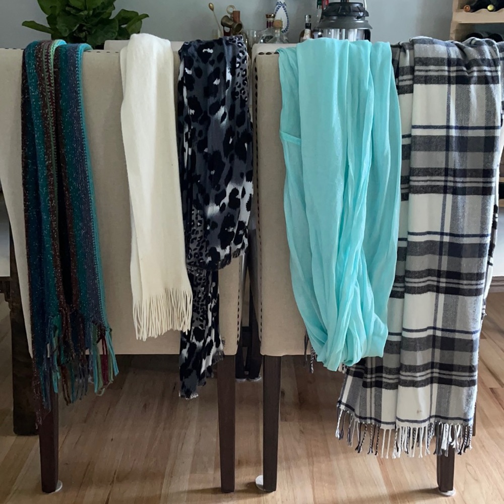 Bundle of 5 scarves, varying sizes and styles